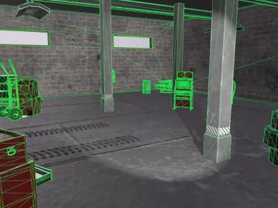 Garage autoservice Low-poly 3D model