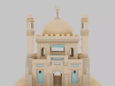 Futuristic Temple Low-poly 3D model