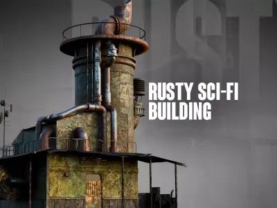Rusty Sci-Fi Building Low-poly 3D model