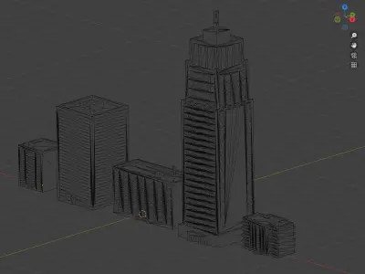 Voxel City Tower Buildings Low-poly 3D model