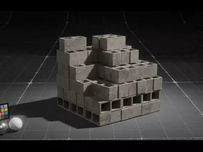 Stacks of concrete blocks - set 01 Low-poly 3D model