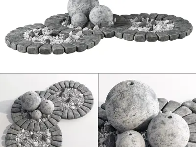 Flowerbed with stone decor 3D model