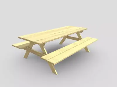 Picnic Light Wood Low-poly 3D model