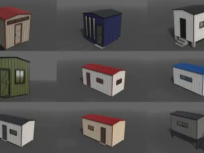 PBR Container and Shed House - 92 Models 3D Model Pack