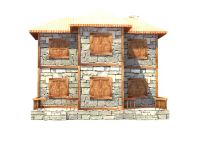 medieval house low poly village town residential house  62 Low-poly 3D model