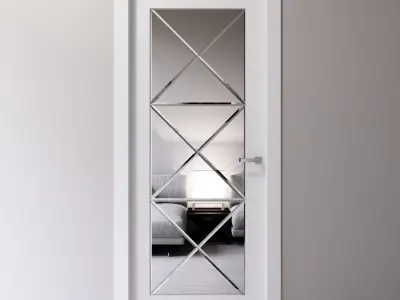 Interior door decorated with beveled mirror 3D model