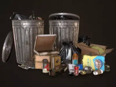 Urban Trash Pack Vol 1 Low-poly 3D model purchase