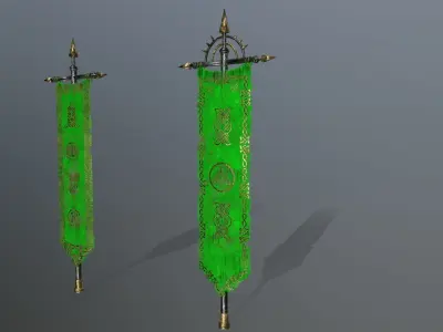 flag 4 pair of swords Low-poly 3D model
