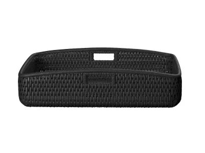 Square Rattan Wood Storage Basket 3D model