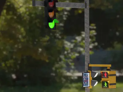 Low Poly Traffic Signal Low-poly 3D model