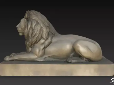 Lion Statue V23 Low-poly 3D model