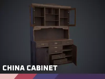 China Cabinet Low-poly 3D model