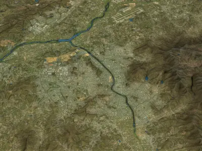 Cheongju - Topography Terrain Low-poly 3D model