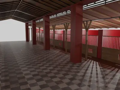 Horse Stable Low-poly 3D model