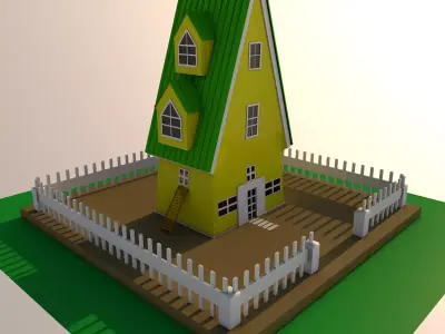 Low poly cartoon house Low-poly 3D model shop