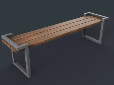 Modern Outdoor Bench 22 PBR Game Ready Low-poly 3D model