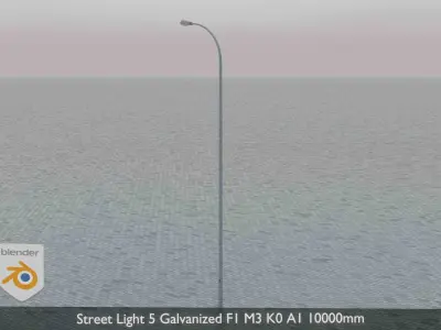 Street Light 5 Galvanized F1 M3 K0 A1 10000mm  Low-poly 3D model