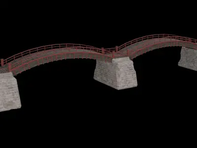 JAPAN JAPANESE ASIAN ORIENTAL TEMPLE CITY BRIDGE COLLECTION Low-poly 3D model