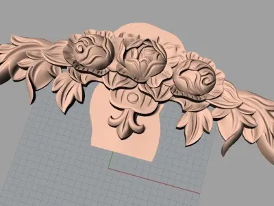 European style flower 3D relief STL Model for cnc engraving E077 3D model