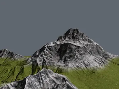 Mountain with grass on top Low-poly 3D model