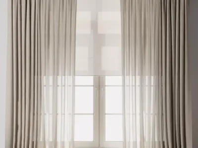 Linen Curtain - Roller bilnd collections 016 HBH Low-poly 3D model