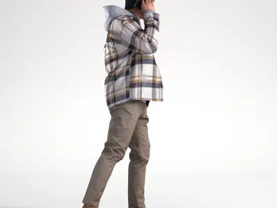 Man Winter Outfit Walking with Phone Street Low poly Chris 2353 3D model