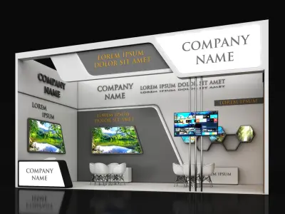 Booth Exhibition Stand Stall 4X8m Height 450 cm 1 Side Open 3D model