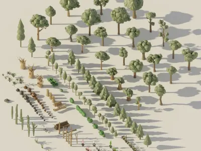 Low Poly Nature Trees  Low-poly 3D model