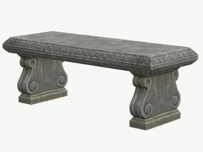 Stone Bench PBR Game Ready Low-poly 3D model