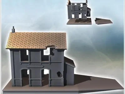 Small railway station with passenger platforms and annex with do 3D print model