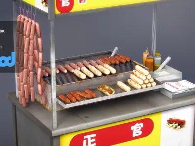 Street Vendor Taiwan Sausage 3D model