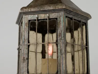 Rusty brass candle lantern 3D model