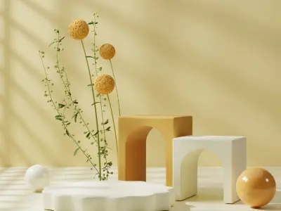 Instead of product placement with minimal style flowers 3D model