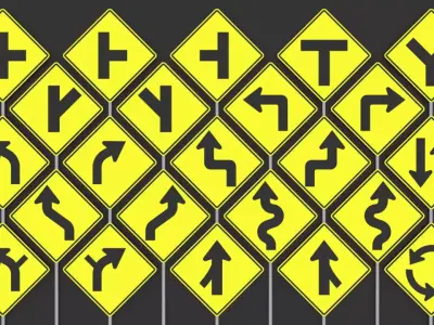 Traffic signs no textures Low-poly 3D model