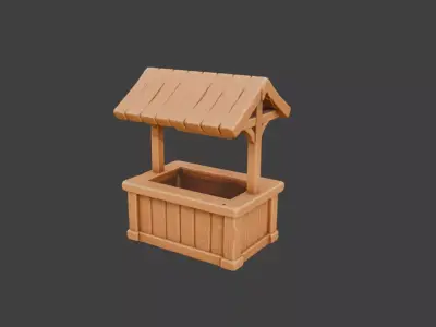 Wooden Market Stall Low-poly 3D model