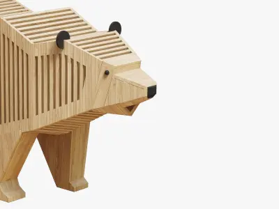 Wooden bear for playgrounds 3D model