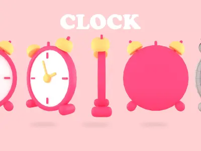clock 3d cartoon Low-poly 3D model