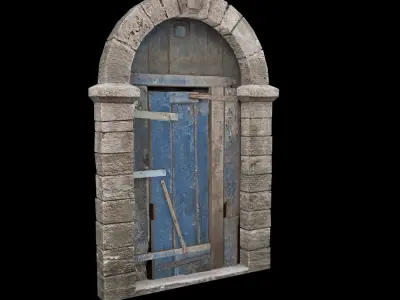 old door Low-poly 3D model