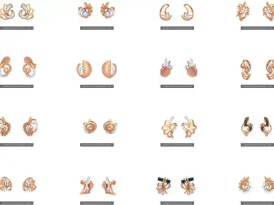 25 Leaves Flower Nature Light weight Diamond Studs Earrings 3dm 3D Model Pack