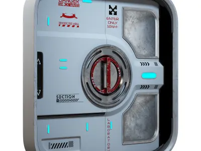 Sci-fi Double Door Low-poly 3D model