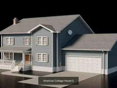 11 American Cottage House  3D Model Pack