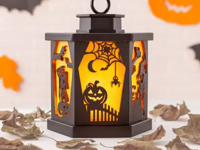 Halloween Candle Tea Light Lantern Witch Pumpkin Jack Skeleton 3D print model