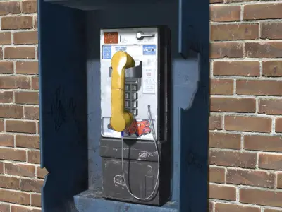 Payphone with graffiti Low-poly 3D model