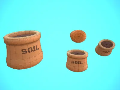 SOIL BAG 03 CARTOON STYLIZED Low-poly 3D model