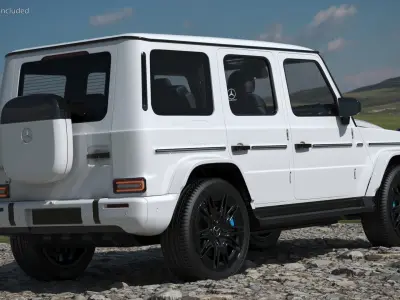  White Mercedes-Benz G580 2025 Rigged for Cinema 4D 