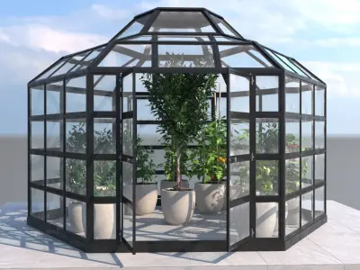 Greenhouse hexagon 3D model