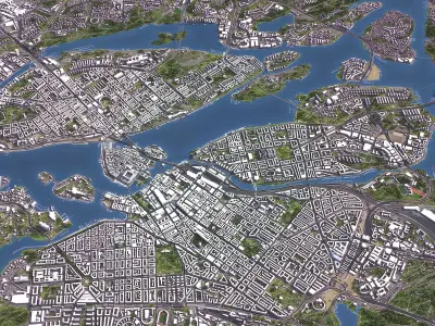 Stockholm - 3D City Model Low-poly 3D model