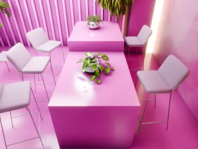 High Quality 3D Modern Exhibition Booth LED Minimalist Aesthetic 3D model