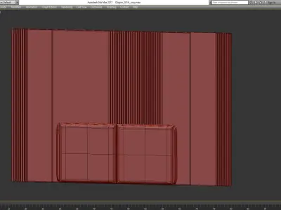 Headboard 3d model wall with door Low-poly 3D model