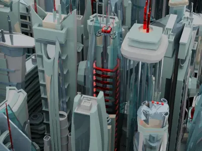 35 Futuristic Buildings VOL 2 Low-poly 3D model